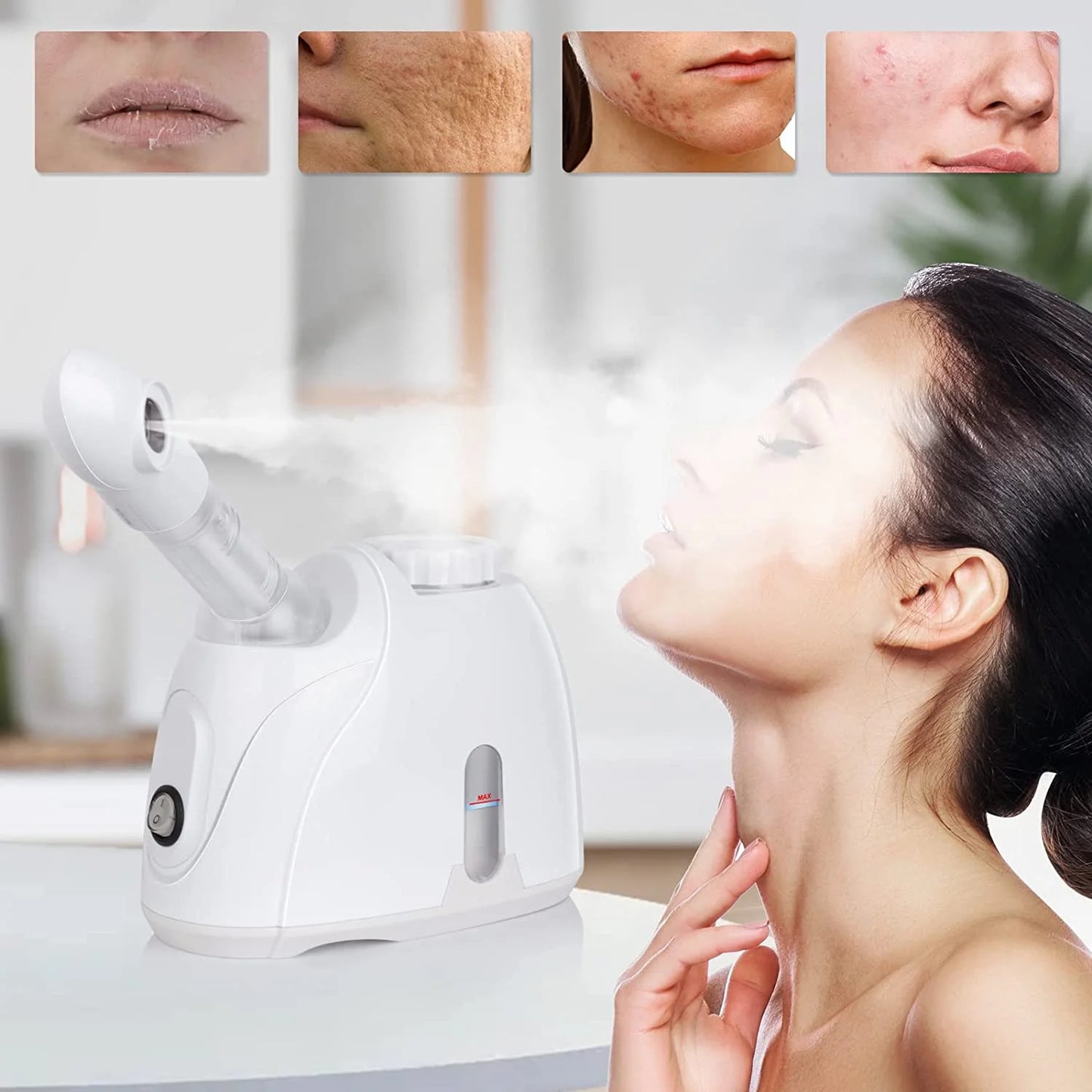 Professional Portable Facial Steamer, Nano Ionic Technology with 180° Rotatable Sprayer, Warm and Cold Mist for Salon and Spa Use
