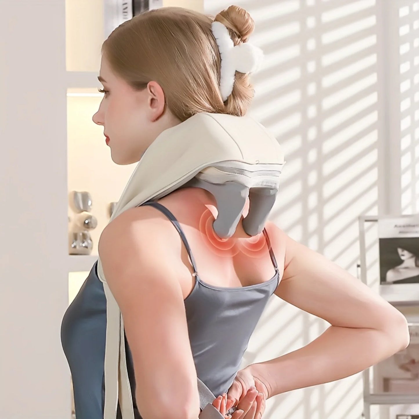 Shiatsu Neck Massager Pillow - 3D Heated Deep Tissue Massage - Rechargeable, Perfect for Relaxation at Home, Office, Travel - Fa