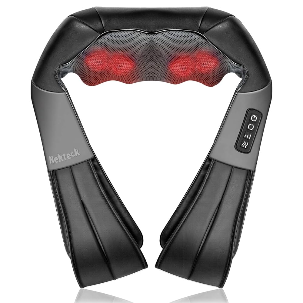 Shiatsu Neck Massager, FSA Eligible Kneading Back Massager with Heat, Gifts for Women Men, Deep Kneading Electric Massage Pillow, HSA Massagers for Back and Neck Shoulder, Gifts for Christmas