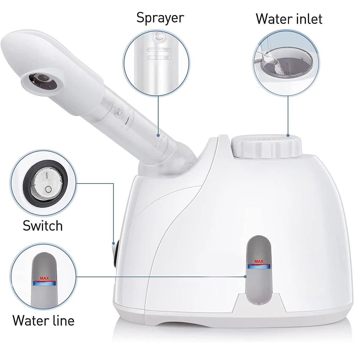 Professional Portable Facial Steamer, Nano Ionic Technology with 180° Rotatable Sprayer, Warm and Cold Mist for Salon and Spa Use