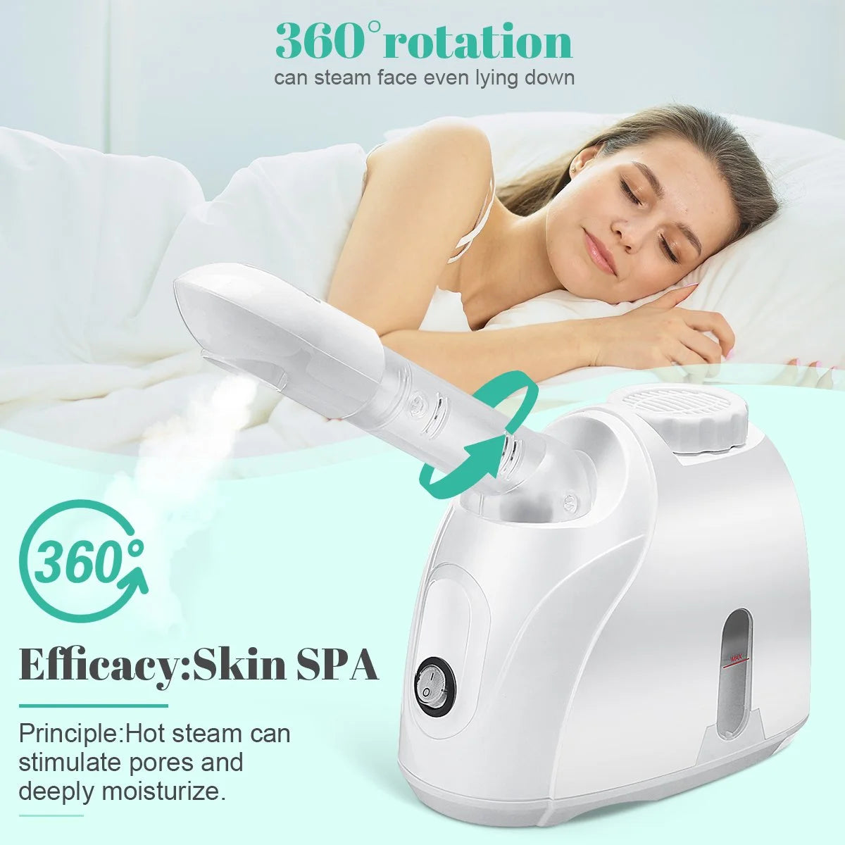 Professional Portable Facial Steamer, Nano Ionic Technology with 180° Rotatable Sprayer, Warm and Cold Mist for Salon and Spa Use