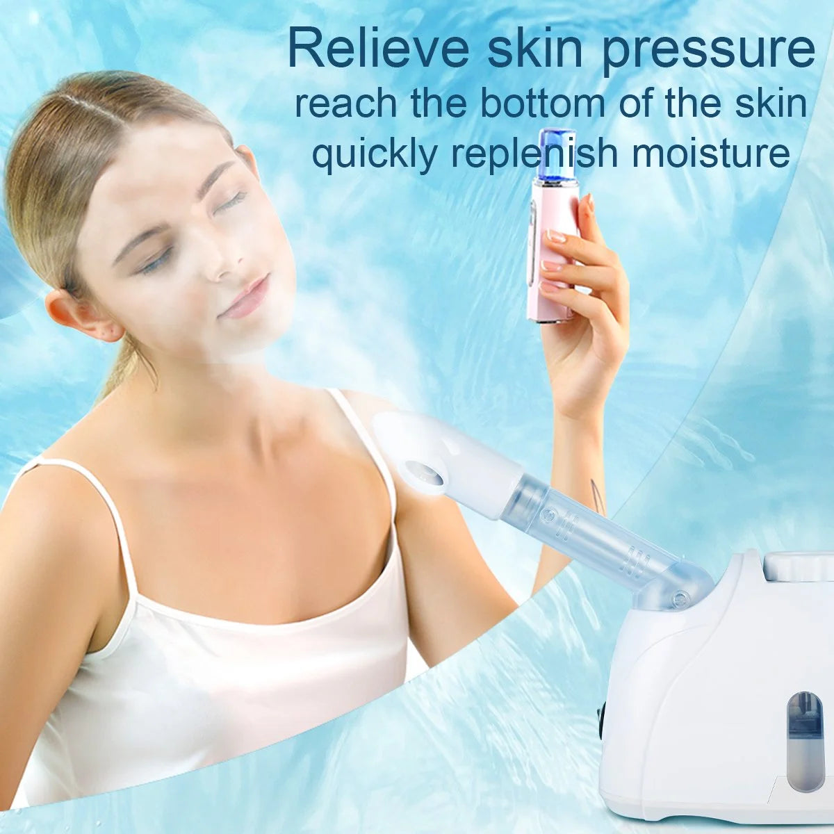Professional Portable Facial Steamer, Nano Ionic Technology with 180° Rotatable Sprayer, Warm and Cold Mist for Salon and Spa Use