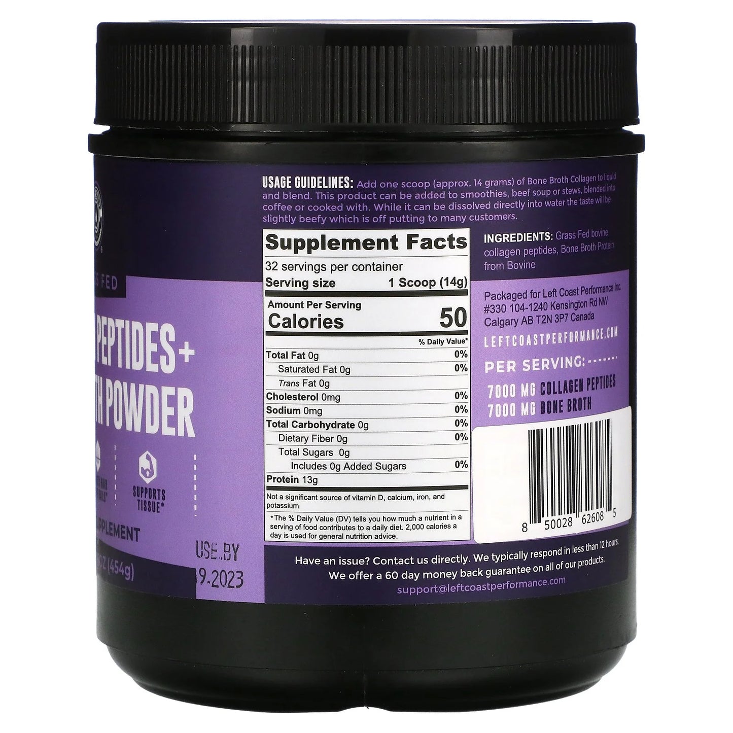 Organic Collagen Peptides Powder with Organic Bone Broth Protein, Grass-Fed - 16 oz
