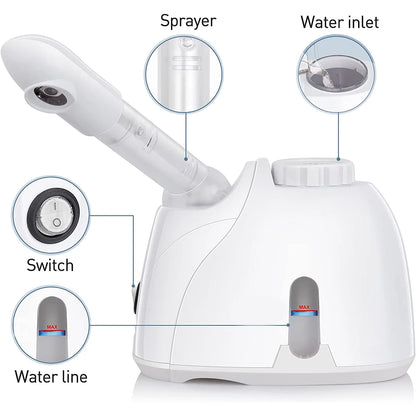 Professional Portable Facial Steamer, Nano Ionic Technology with 180° Rotatable Sprayer, Warm and Cold Mist for Salon and Spa Use