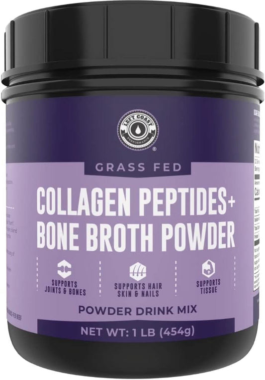 Organic Collagen Peptides Powder with Organic Bone Broth Protein, Grass-Fed - 16 oz