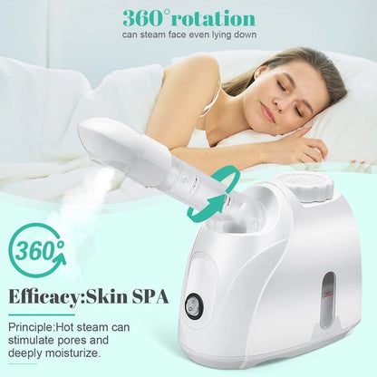 Professional Portable Facial Steamer, Nano Ionic Technology with 180° Rotatable Sprayer, Warm and Cold Mist for Salon and Spa Use