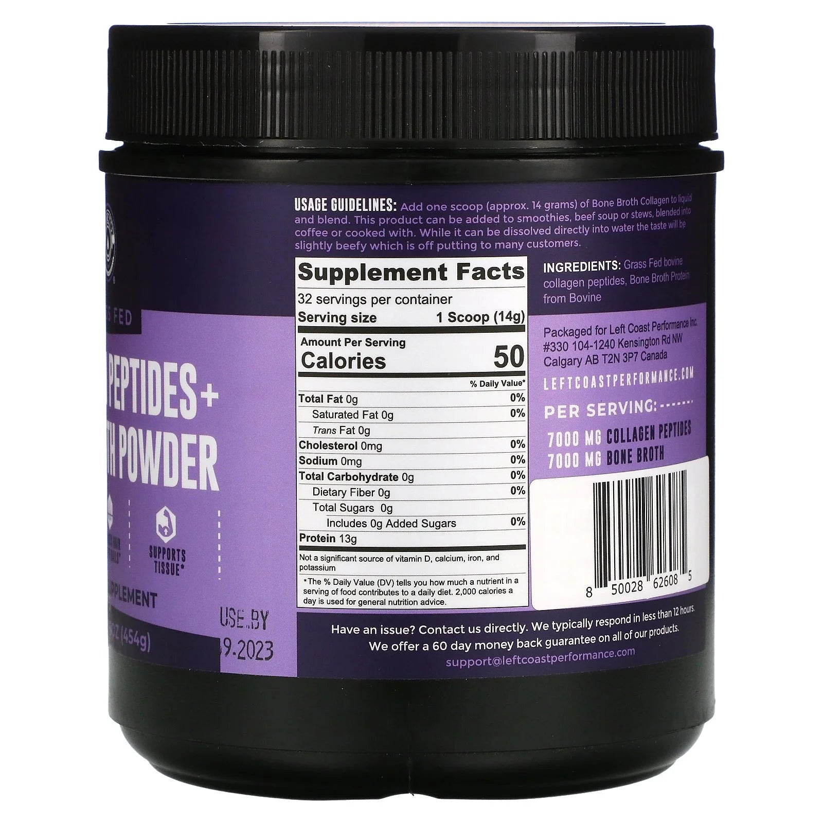 Organic Collagen Peptides Powder with Organic Bone Broth Protein, Grass-Fed - 16 oz